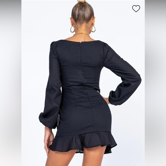 NWOT Princess Polly The VILLA Mini Black Dress Long Sleeve - Picture 3 of 14